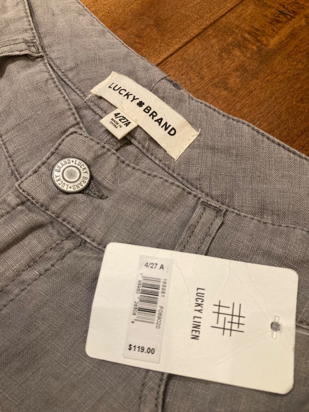 100% linen Lucky Brand gray wide leg pants - Picture 3 of 8